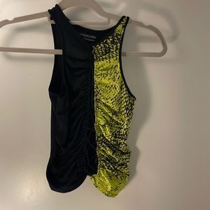 Snake neon green and black print crop top